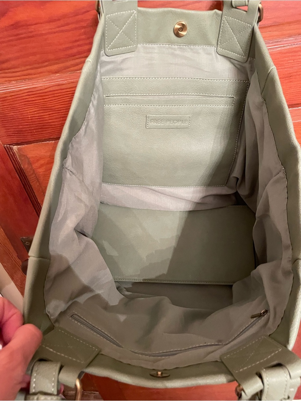 Free People Ventura Vegan Tote Bag in Sage Green - Picture 6 of 10